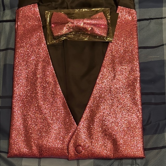 Barry Wang Other - NWT Pink Glittery Vest with Shimmering Finish  Matching Bow Tie included